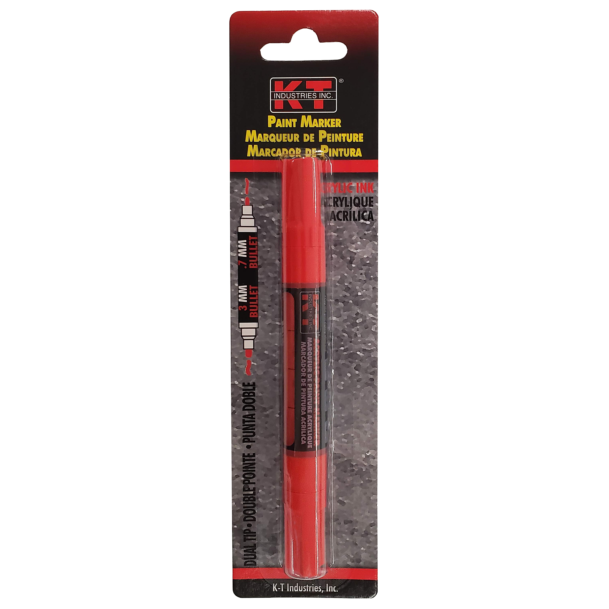 K-T Industries Dual Tip Acrylic Paint Marker — Red, 3mm & 0.7mm Nibs, Model# 5-0008
